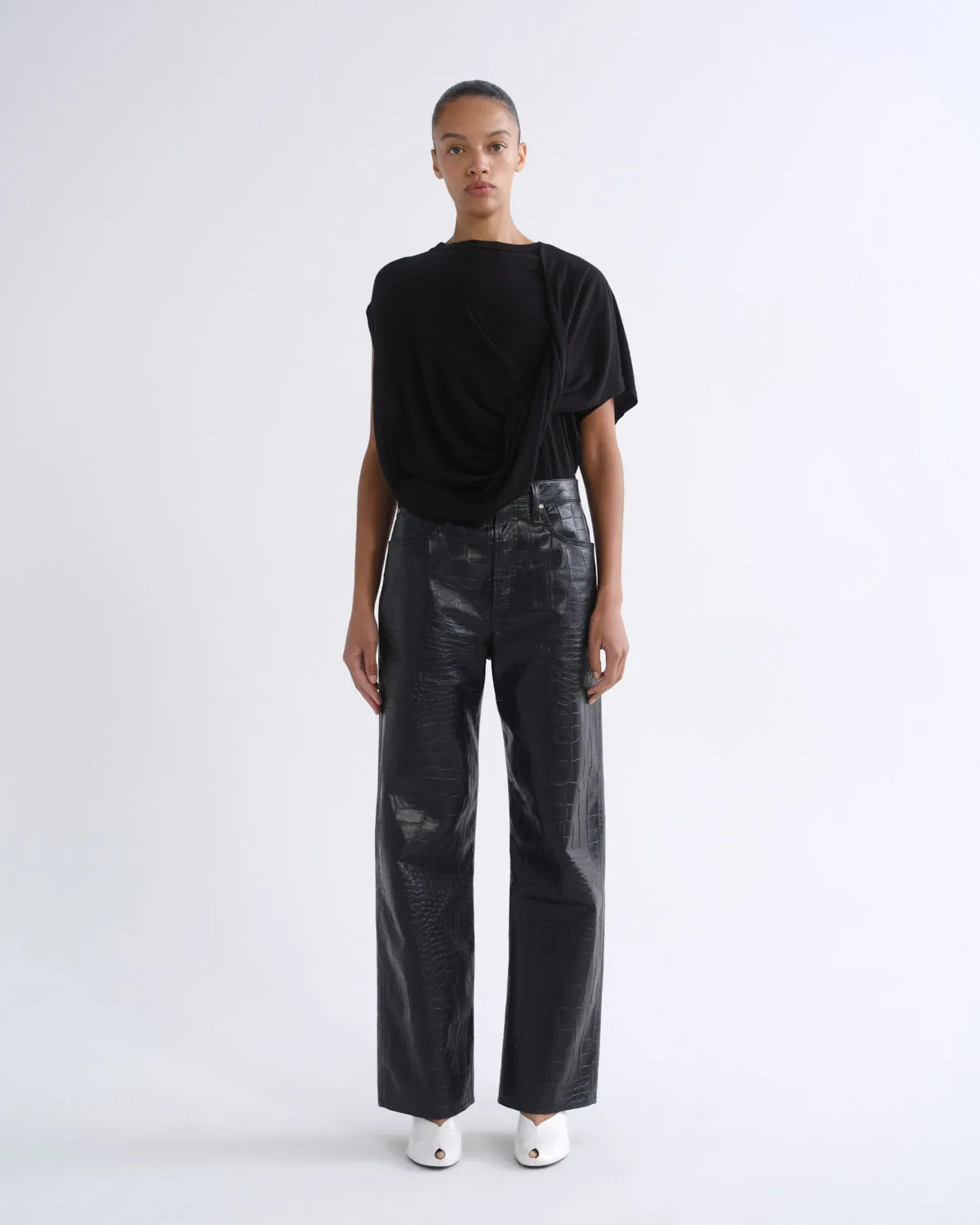Verica Jean (Recycled Leather) in Croc sold by Agolde