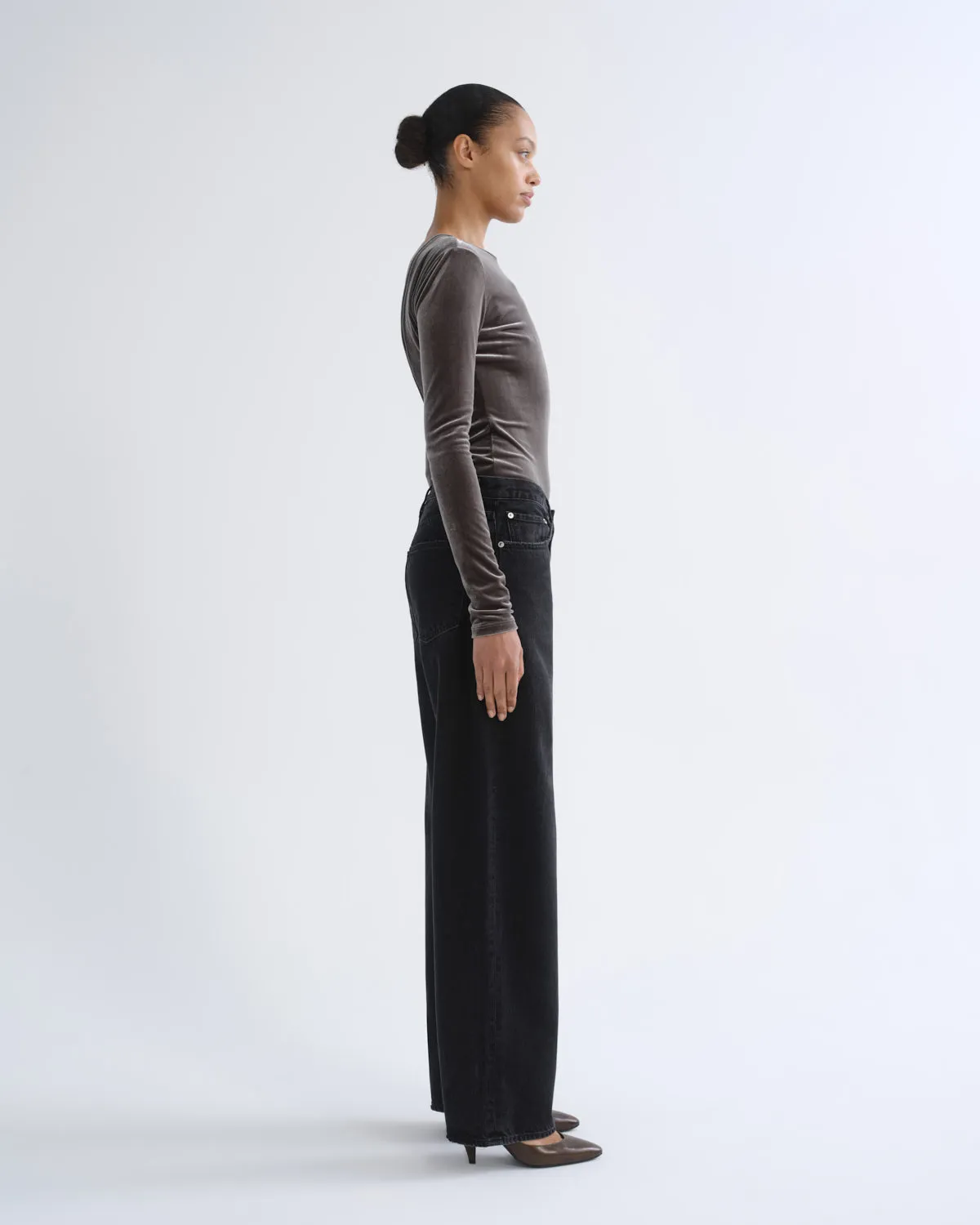 Corrin Scoop Back Bodysuit (Velvet) in Truffle sold by Agolde product image thumbnail 4