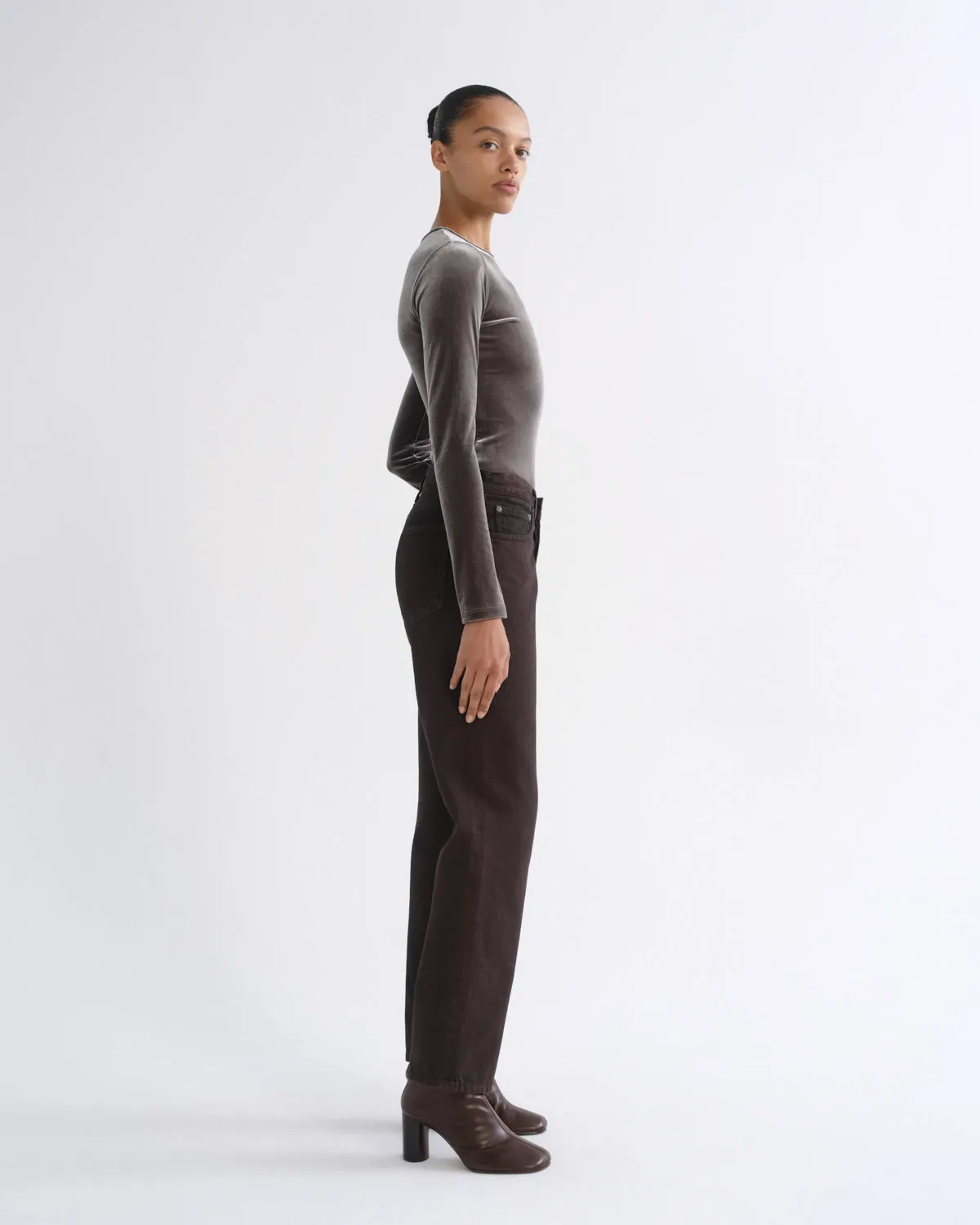 Aura Long Sleeve Bodysuit (Velvet) in Truffle sold by Agolde product image thumbnail 3