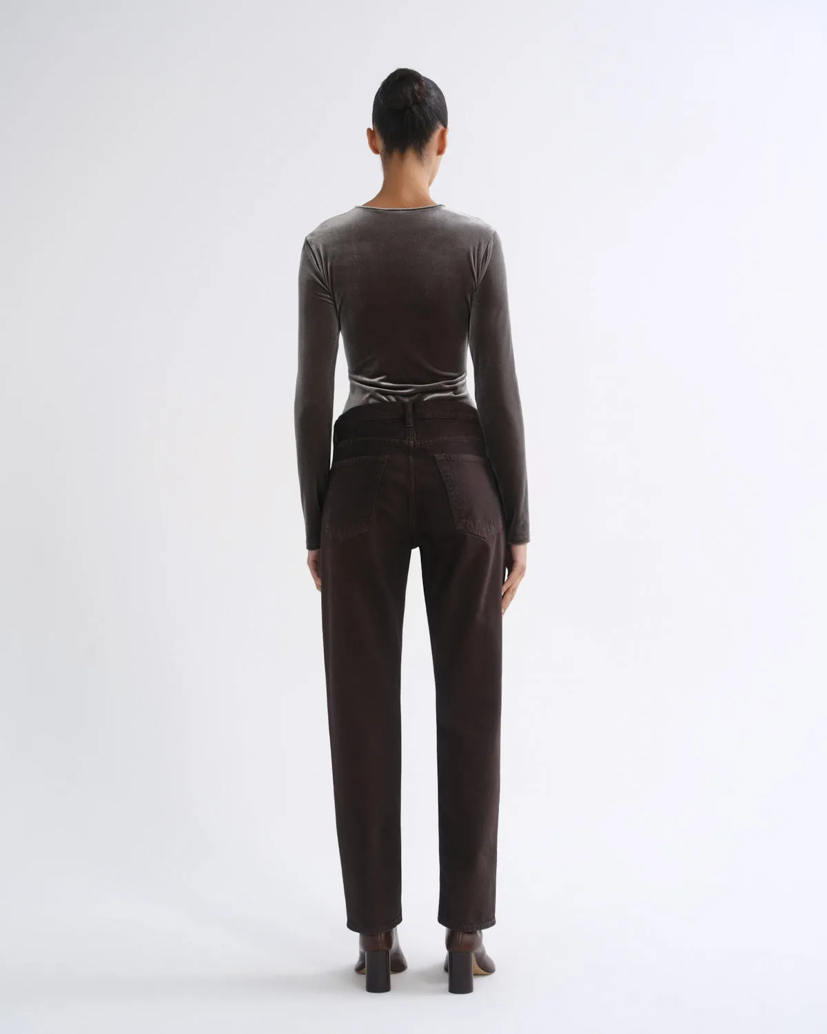 Aura Long Sleeve Bodysuit (Velvet) in Truffle sold by Agolde product image thumbnail 2