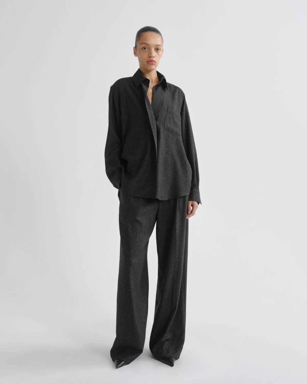 Aris Shirt (Wool) in Charcoal Heather sold by Agolde product image thumbnail 5