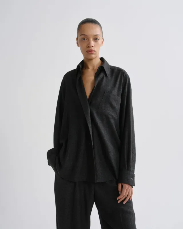 Aris Shirt (Wool) in Charcoal Heather made by Agolde