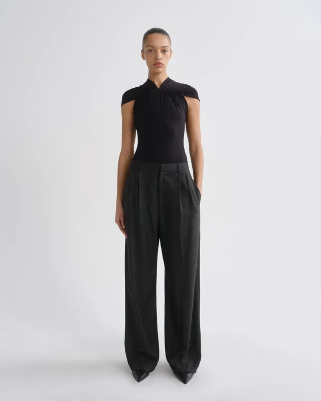 Sathia Trouser (Wool) in Charcoal Heather made by Agolde