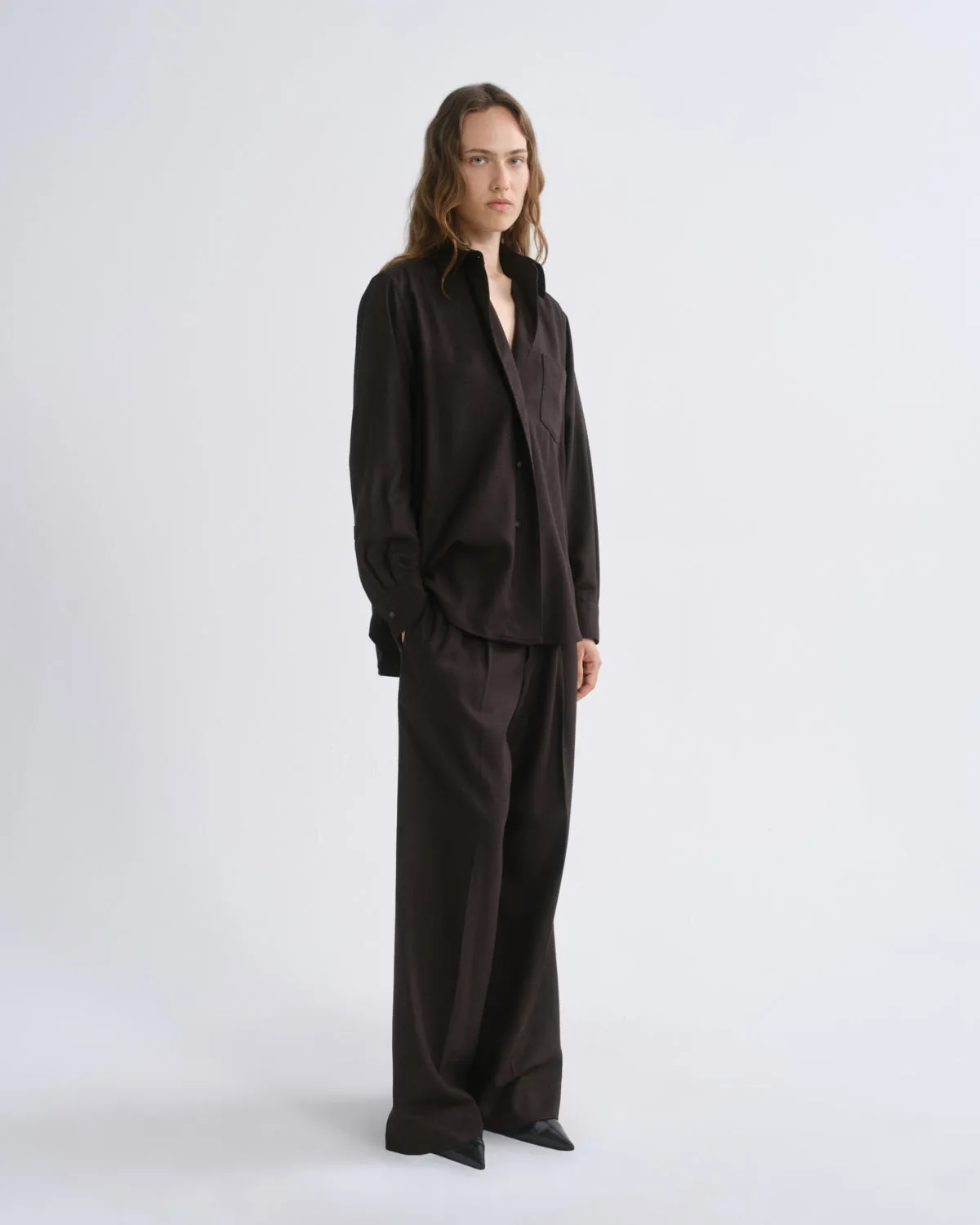 Sathia Trouser (Wool) in Chocolate Heather sold by Agolde product image thumbnail 3