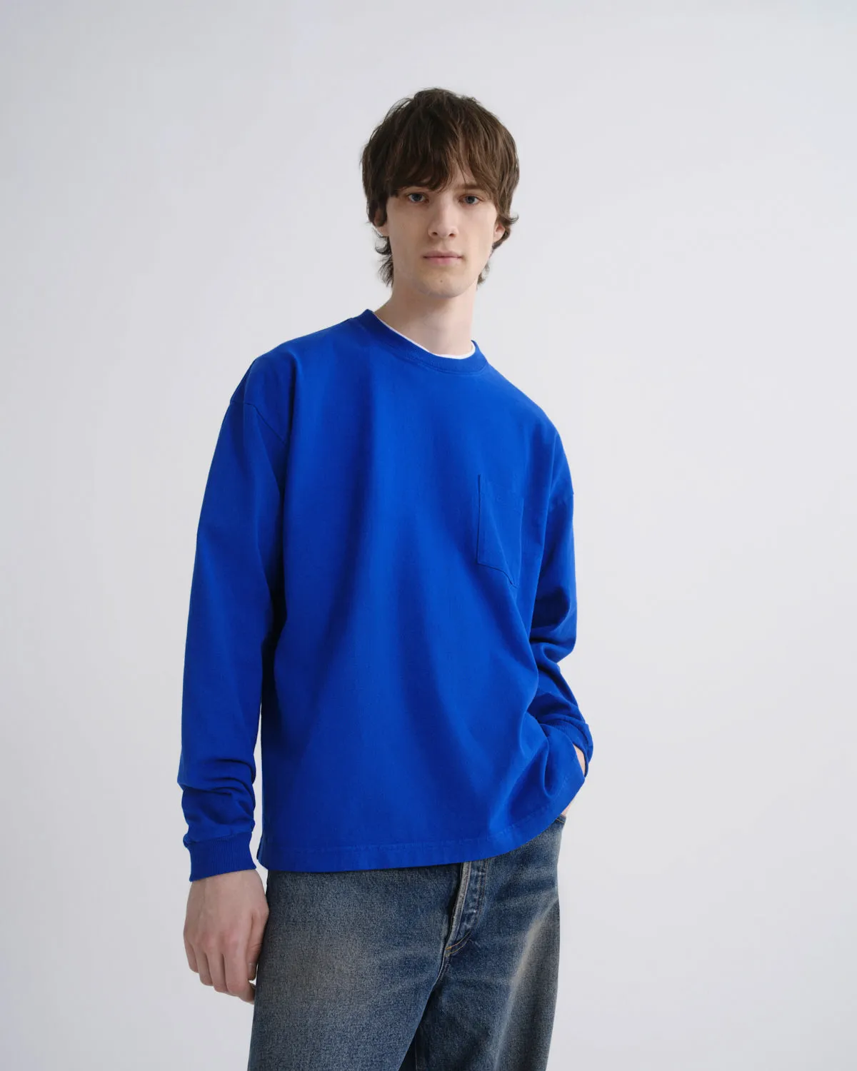 Lucan Long Sleeve Tee in Cobalt sold by Agolde