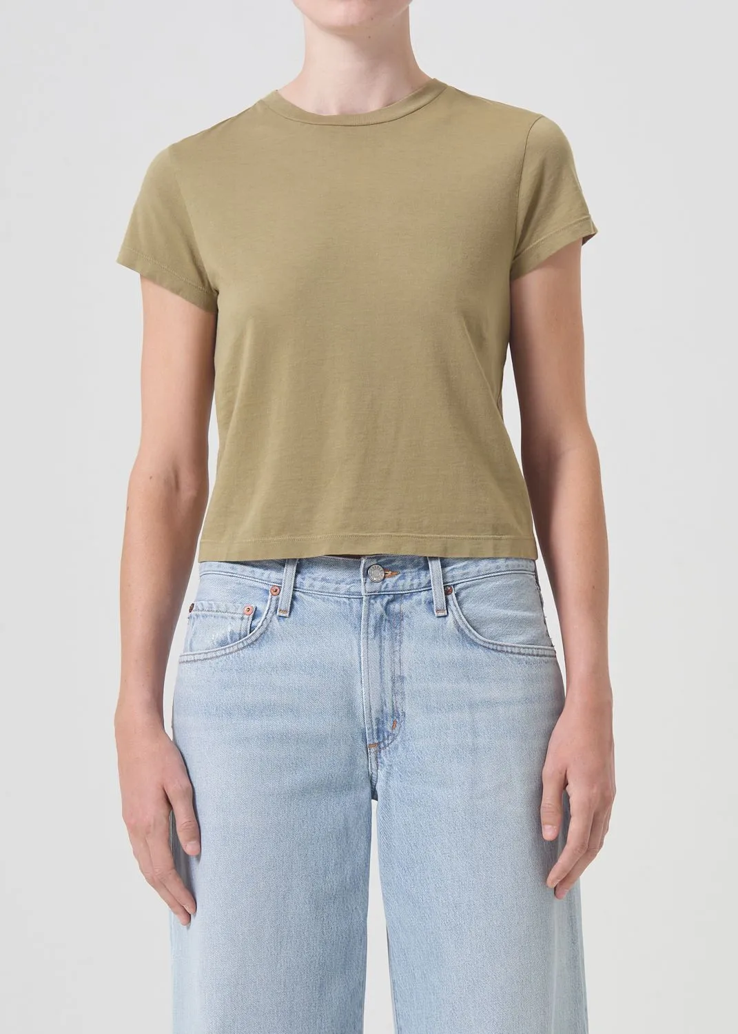 Adine Shrunken Tee in Cocoon sold by Agolde