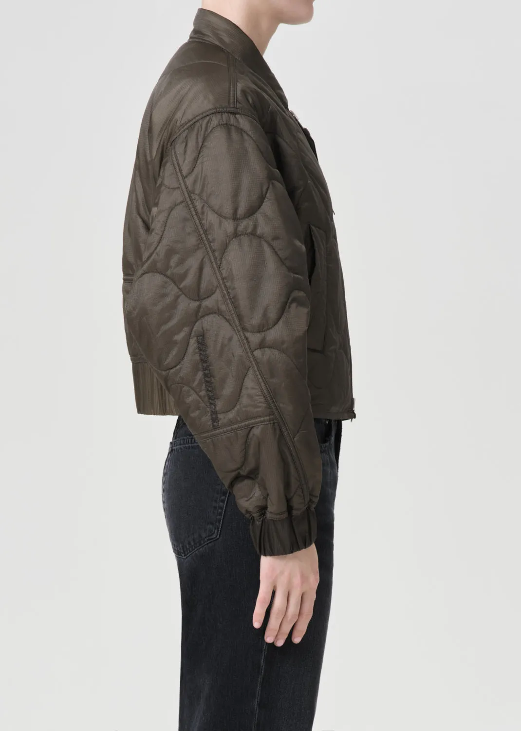 Shoreditch Ski Club x AGOLDE Iona Quilted Jacket in Olive sold by Agolde product image thumbnail 3