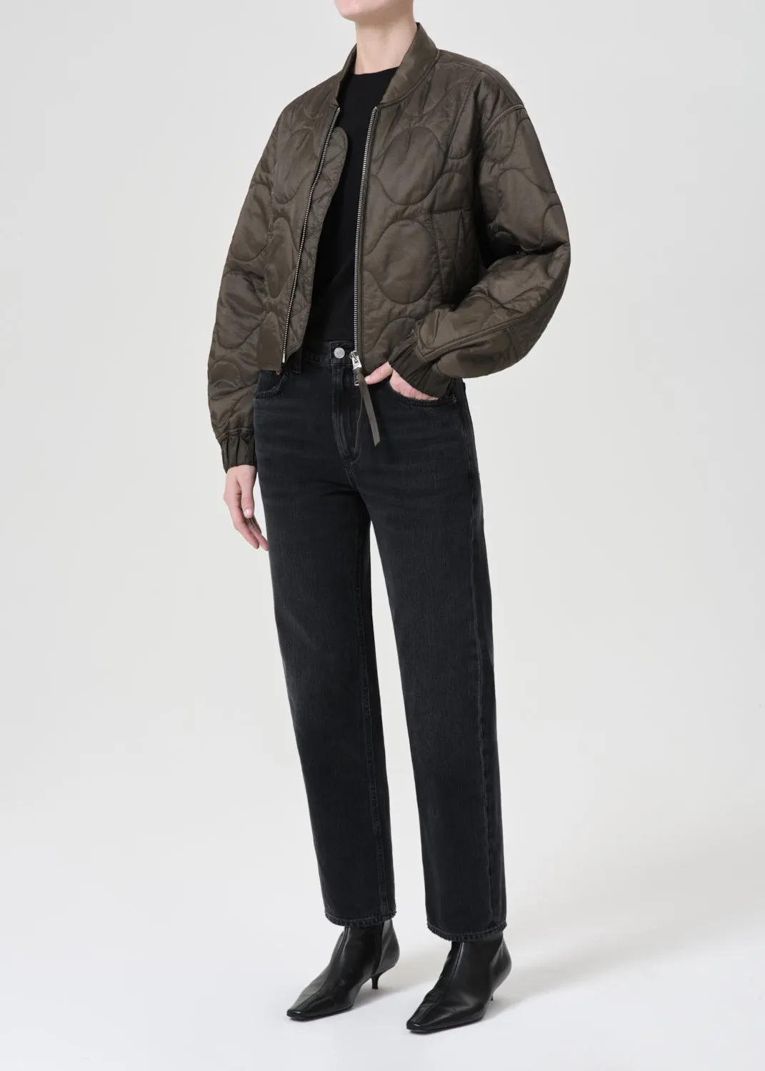 Shoreditch Ski Club x AGOLDE Iona Quilted Jacket in Olive sold by Agolde product image thumbnail 4