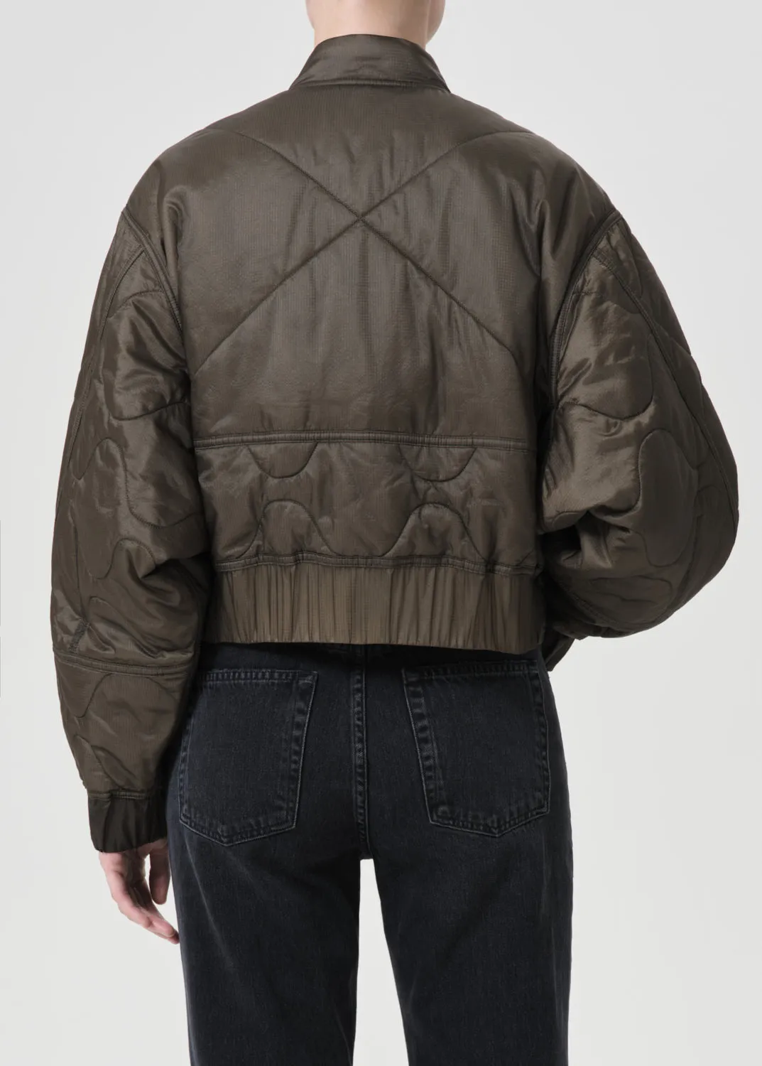 Shoreditch Ski Club x AGOLDE Iona Quilted Jacket in Olive sold by Agolde product image thumbnail 2