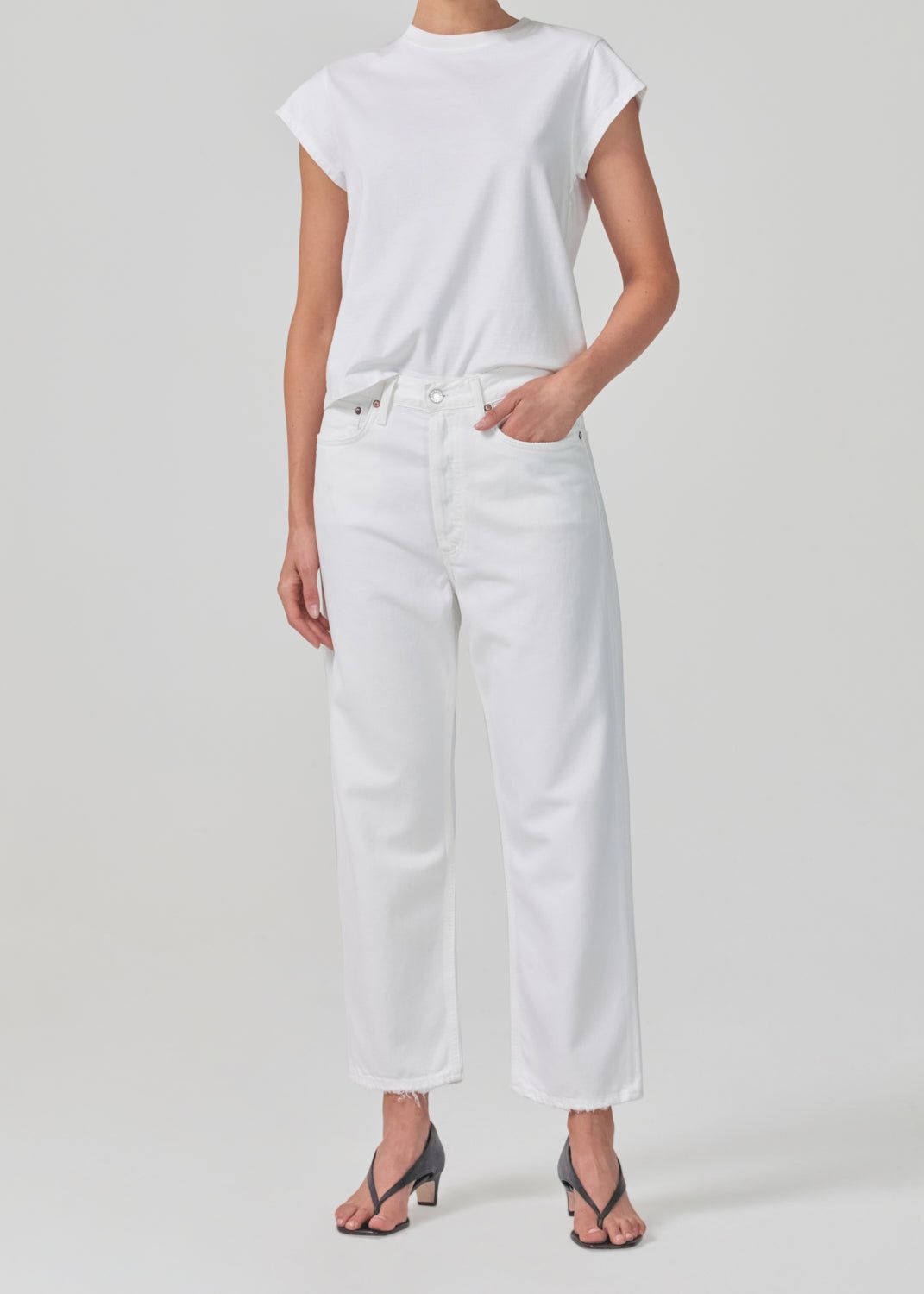 90's Crop Mid Rise Straight in Baby Powder sold by Agolde