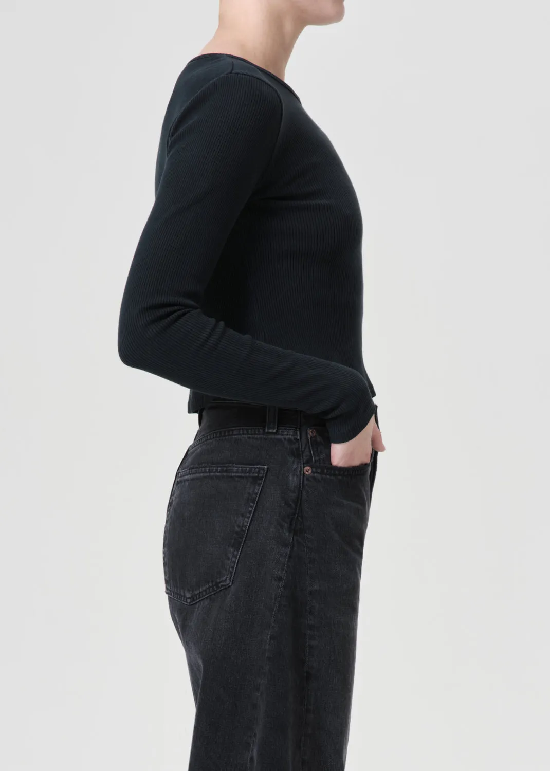 Nova Long Sleeve Tee in Beetle sold by Agolde product image thumbnail 3