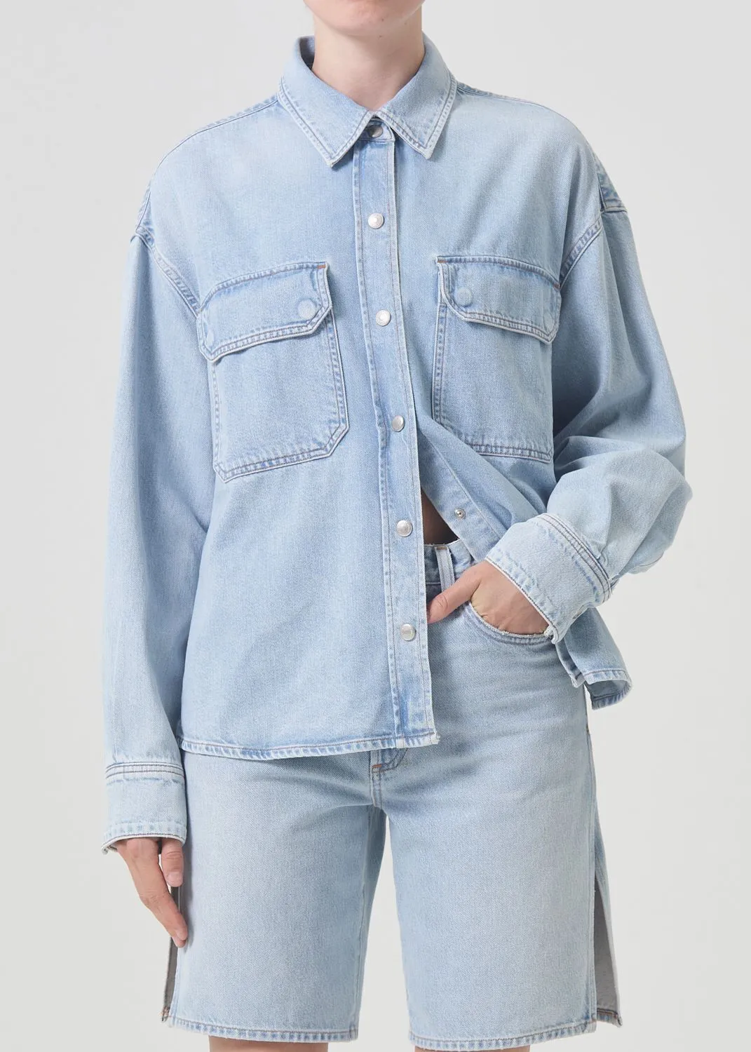 Gwen Slice Shirt in Tension sold by Agolde