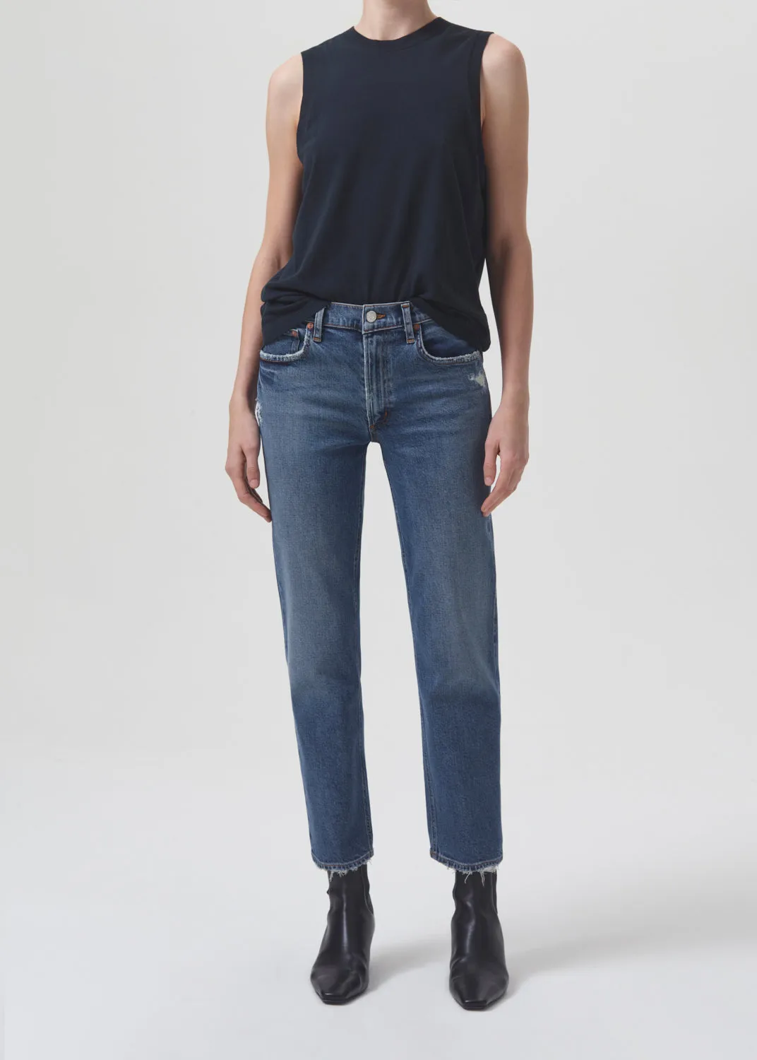 Kye Mid Rise Straight Crop (STRETCH) in Notion sold by Agolde