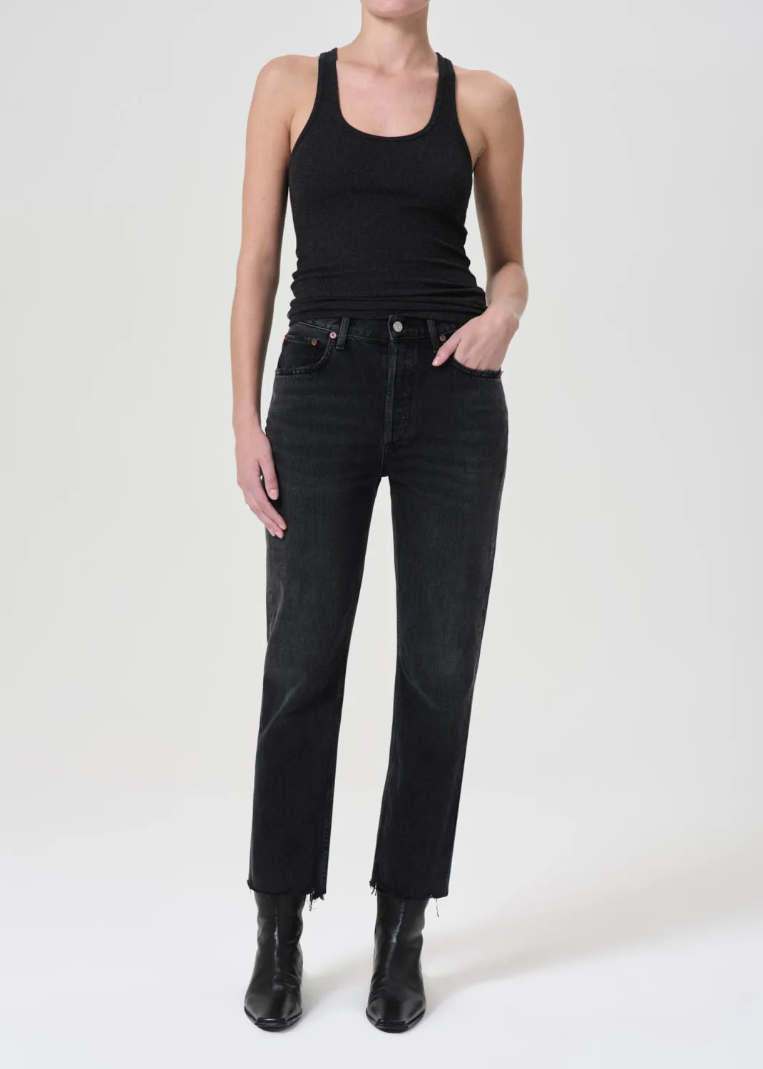 Riley High Rise Straight Crop in Hitch sold by Agolde