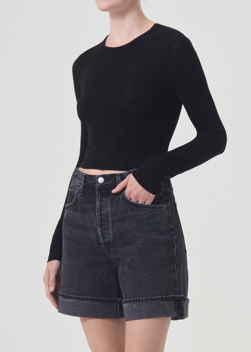 Reegan Shrunken Tee in Black sold by Agolde product image thumbnail 5