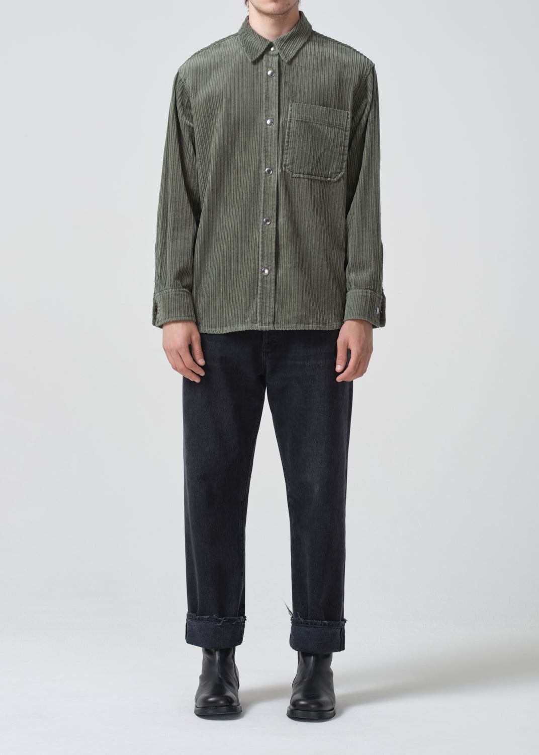 Odele Corduroy Shirt in Lawn sold by Agolde