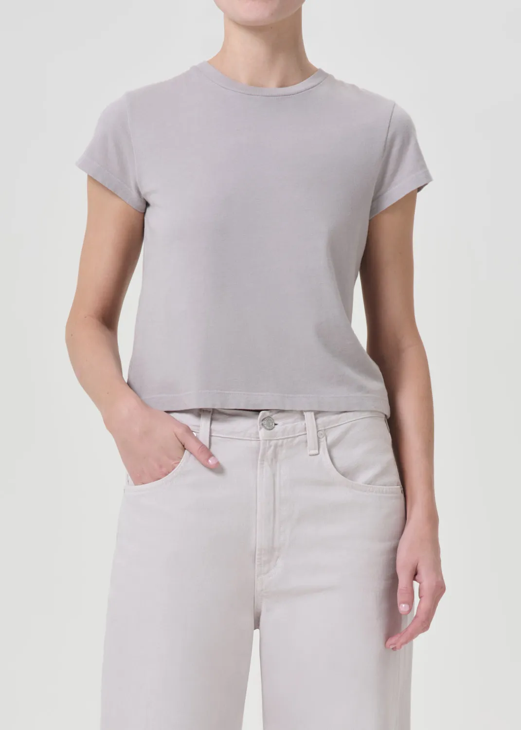 Adine Shrunken Tee in Flake sold by Agolde