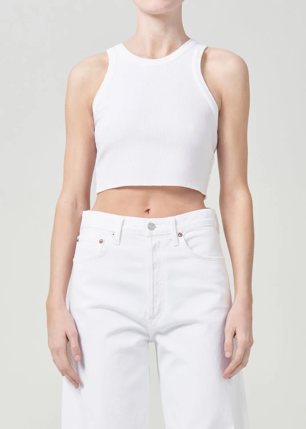 Cropped Bailey Tank in White sold by Agolde