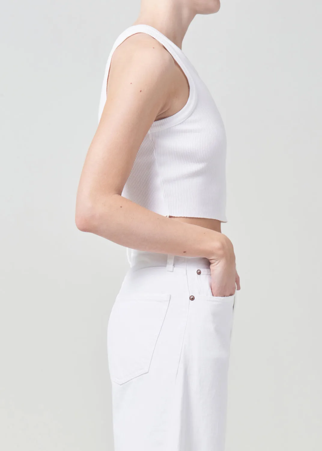 Cropped Bailey Tank in White sold by Agolde product image thumbnail 2