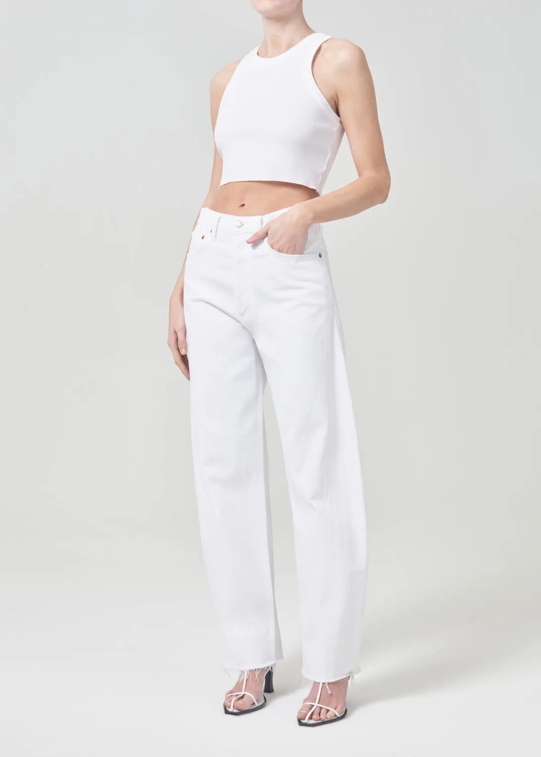 Cropped Bailey Tank in White sold by Agolde product image thumbnail 5