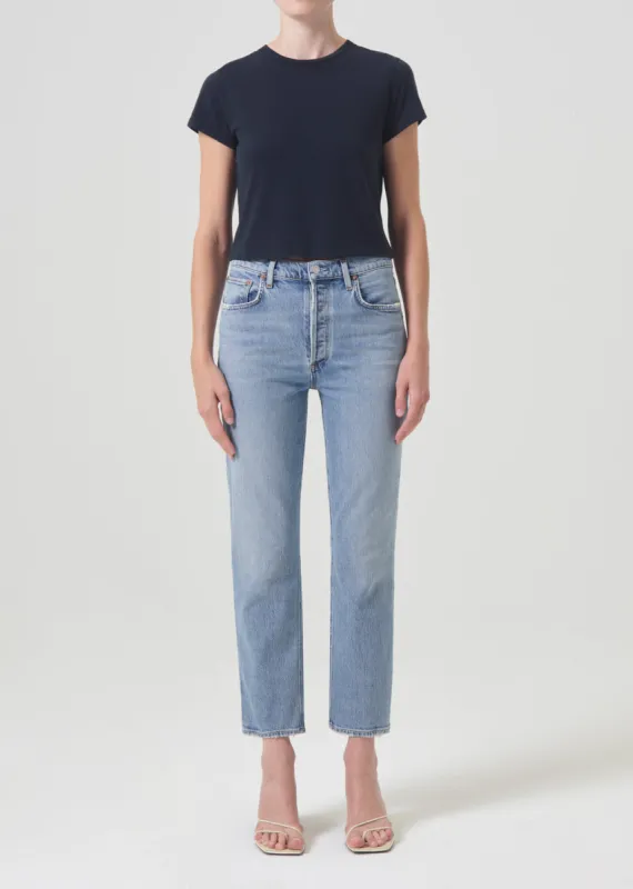 Riley High Rise Straight Crop (Stretch) in Hassle sold by Agolde