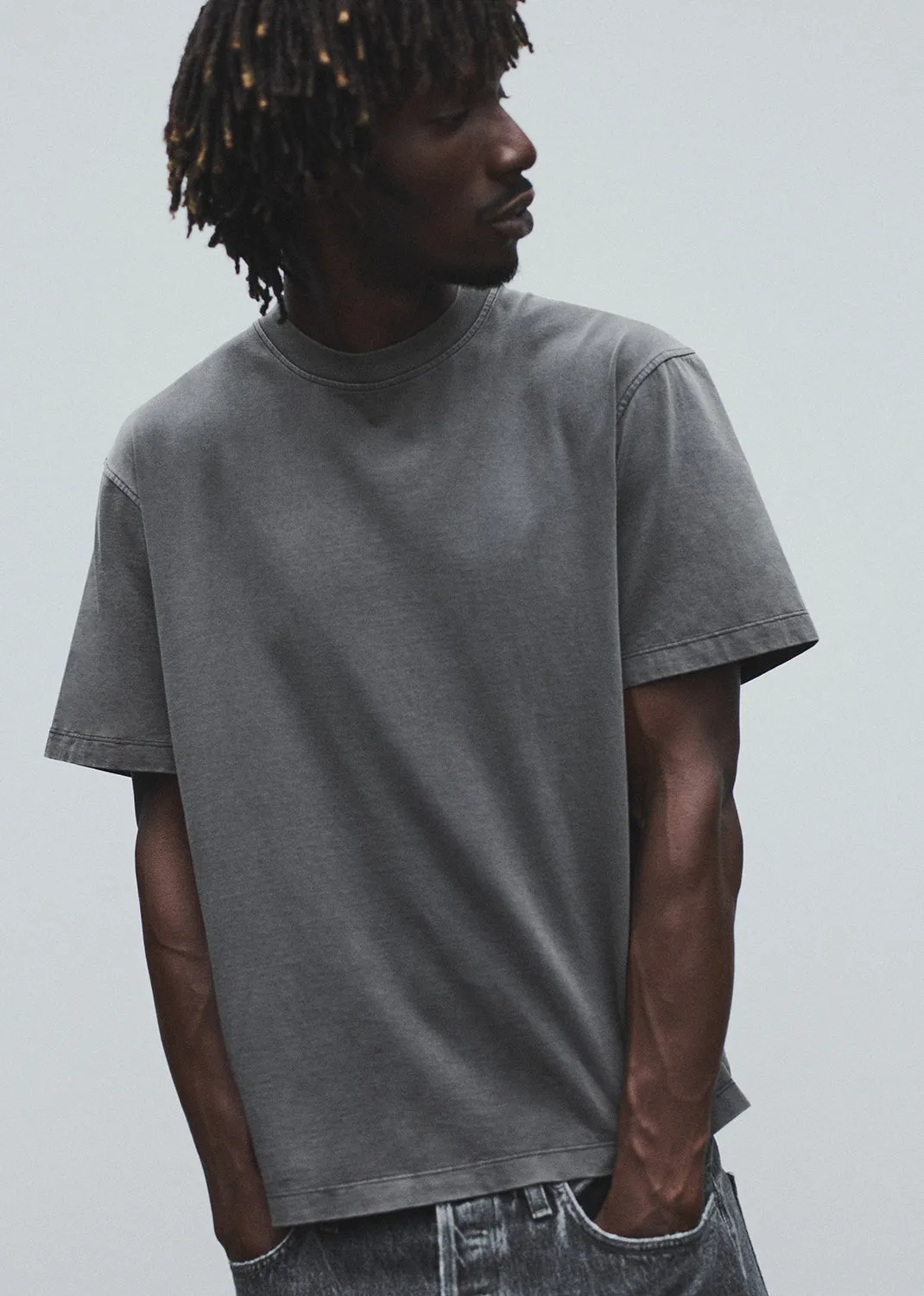 Asha Mock Neck Tee in Fracture sold by Agolde