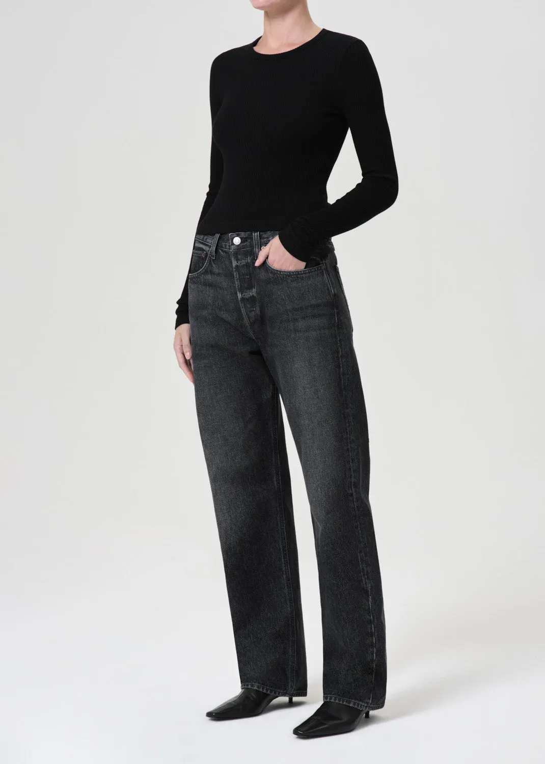 Alma Shrunken Crewneck in Black sold by Agolde product image thumbnail 5