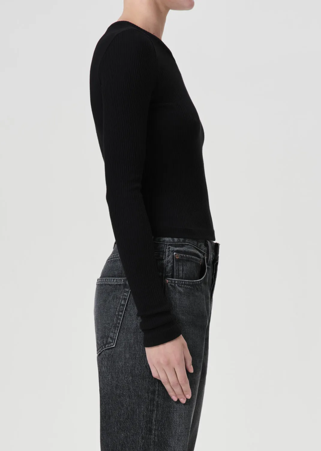 Alma Shrunken Crewneck in Black sold by Agolde product image thumbnail 3