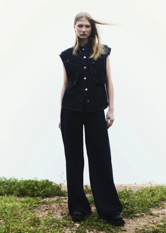 Dame High Rise Wide Leg No Cuff in Pendulum sold by Agolde