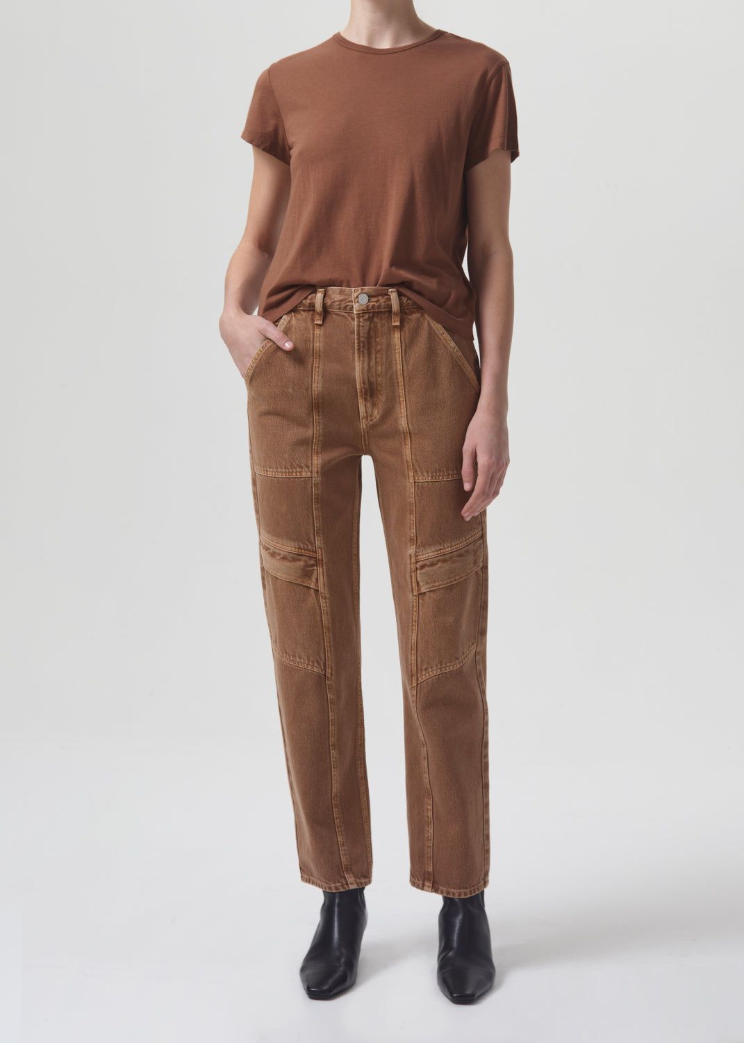 Drew Tee in Beeswax sold by Agolde