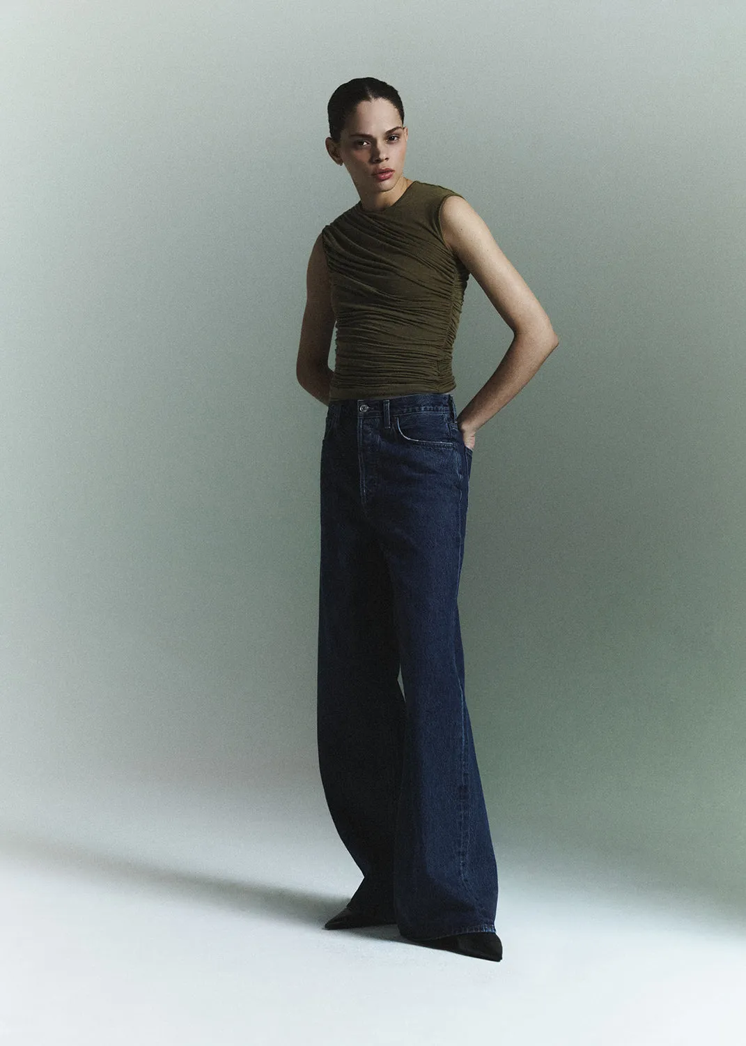 Dame High Rise Wide Leg No Cuff in Enamour sold by Agolde