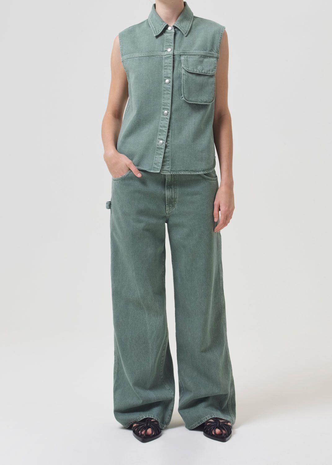 Magda Denim Carpenter in Salamander sold by Agolde