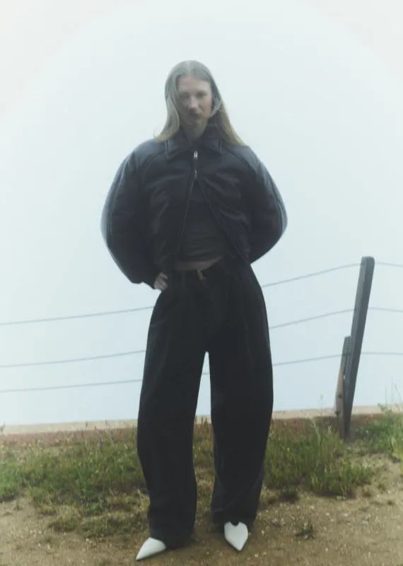 Shoreditch Ski Club x AGOLDE Tate Padded Vegan Leather Bomber in Espresso sold by Agolde