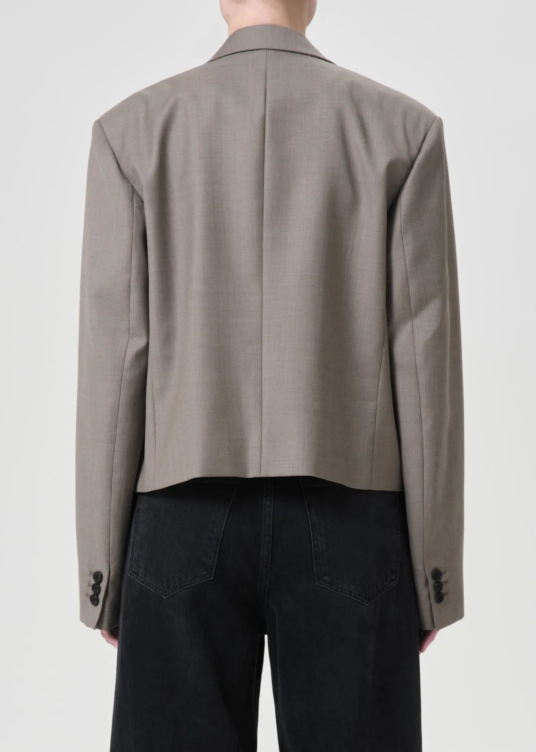Shoreditch Ski Club x AGOLDE Callie Cropped Blazer in Khaki Wool sold by Agolde product image thumbnail 3