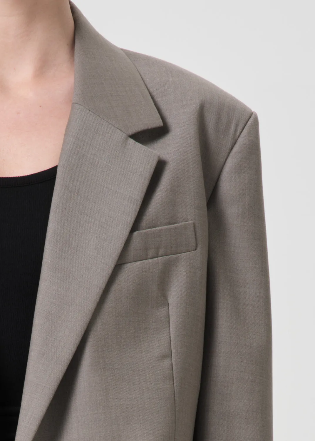 Shoreditch Ski Club x AGOLDE Callie Cropped Blazer in Khaki Wool sold by Agolde product image thumbnail 5