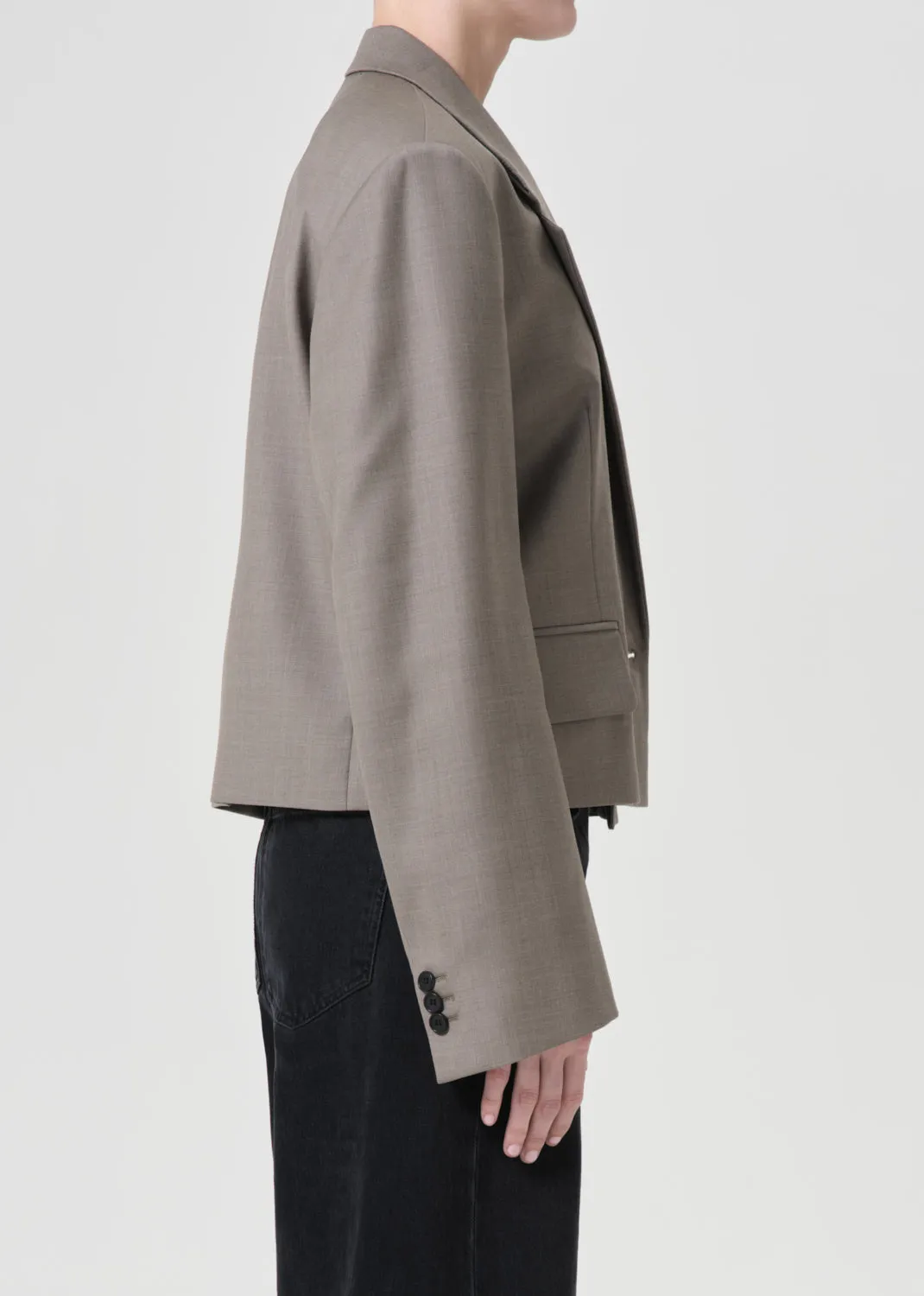 Shoreditch Ski Club x AGOLDE Callie Cropped Blazer in Khaki Wool sold by Agolde product image thumbnail 4