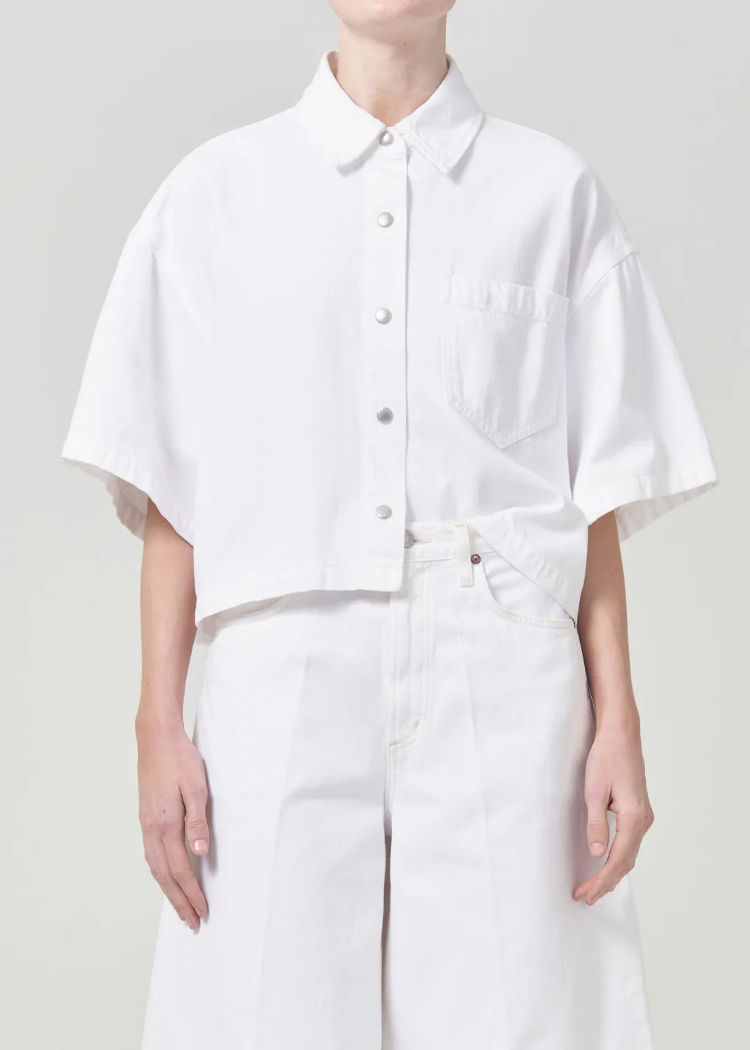 Rona Box Shirt in Milkshake sold by Agolde