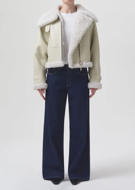 Shoreditch Ski Club x AGOLDE Lola Shearling Jacket in Natural White made by Agolde