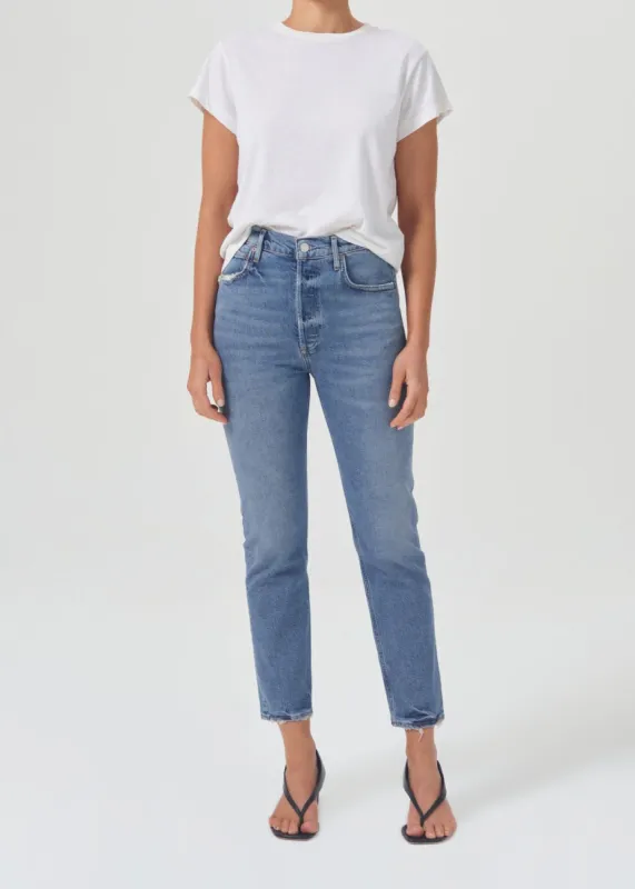 Riley High Rise Straight Crop (Stretch) in Cove sold by Agolde