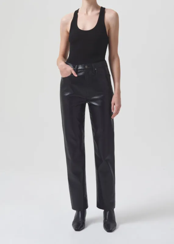 Recycled Leather 90's Pinch Waist in Detox sold by Agolde