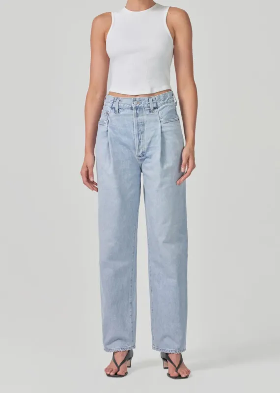 Fold Waistband High Rise Tapered Jean in Sideline sold by Agolde