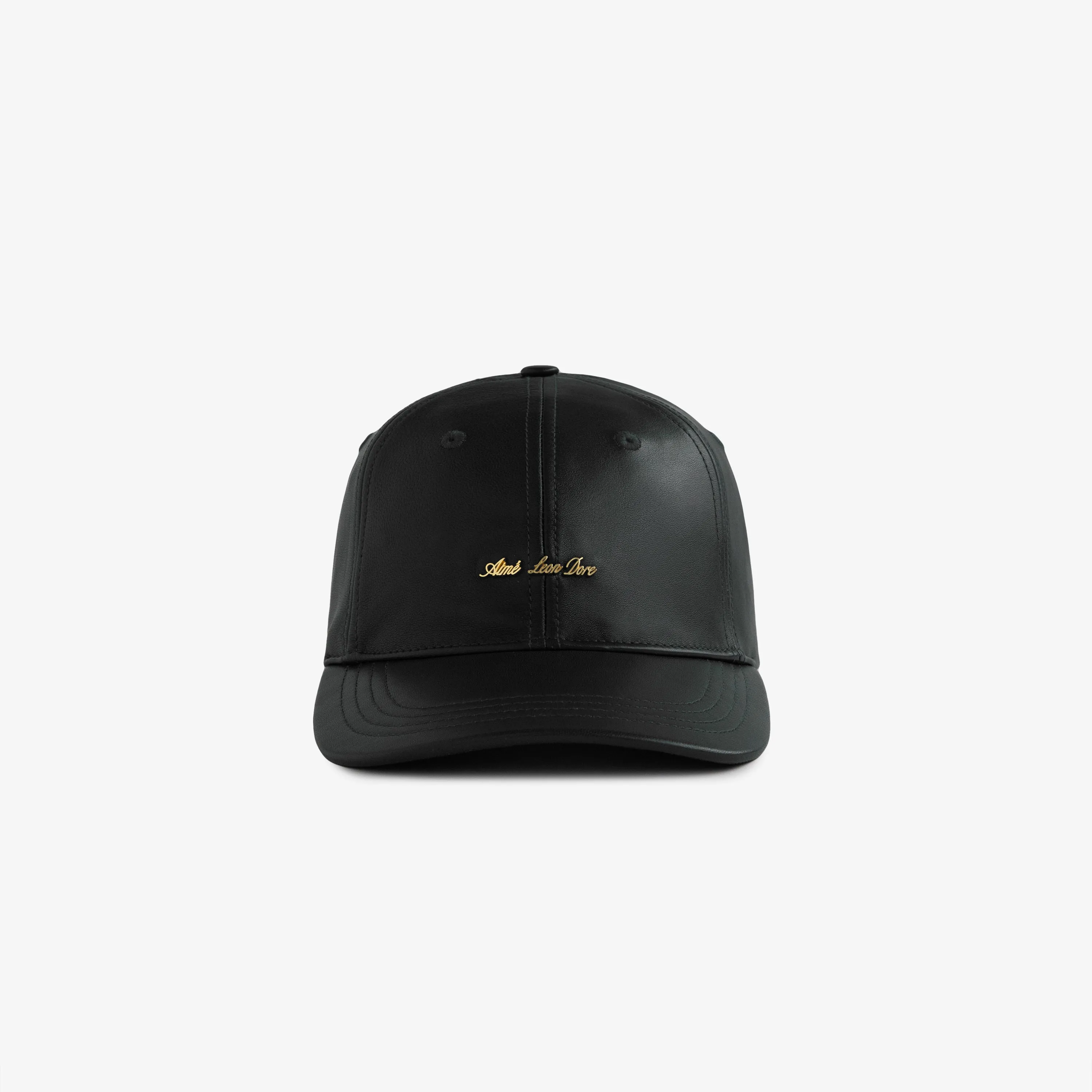 Brass Logo Leather Hat sold by Aime Leon Dore