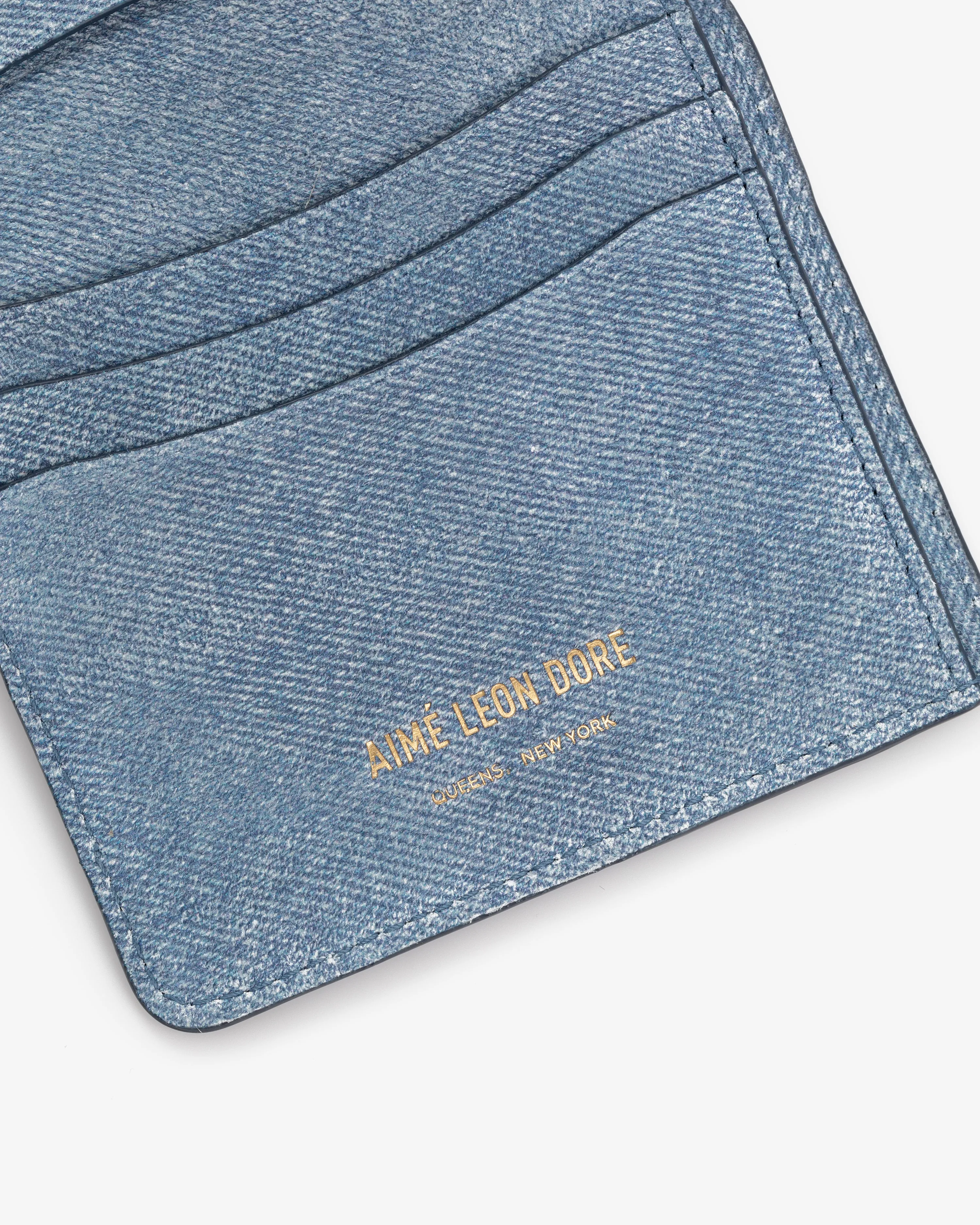 Denim Printed Leather Bi-Fold Wallet sold by Aime Leon Dore product image thumbnail 5