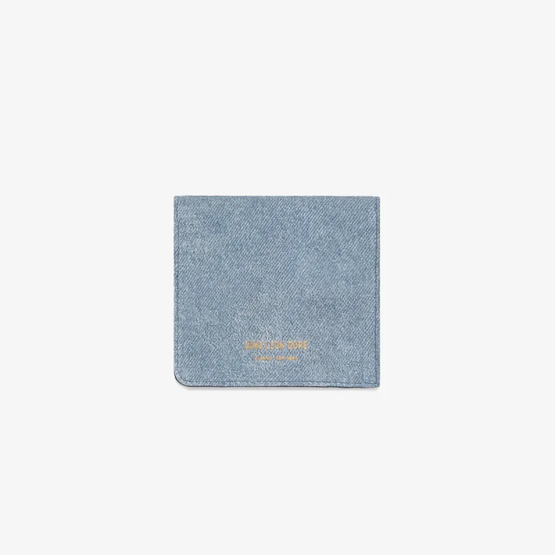 Denim Printed Leather Bi-Fold Wallet sold by Aime Leon Dore