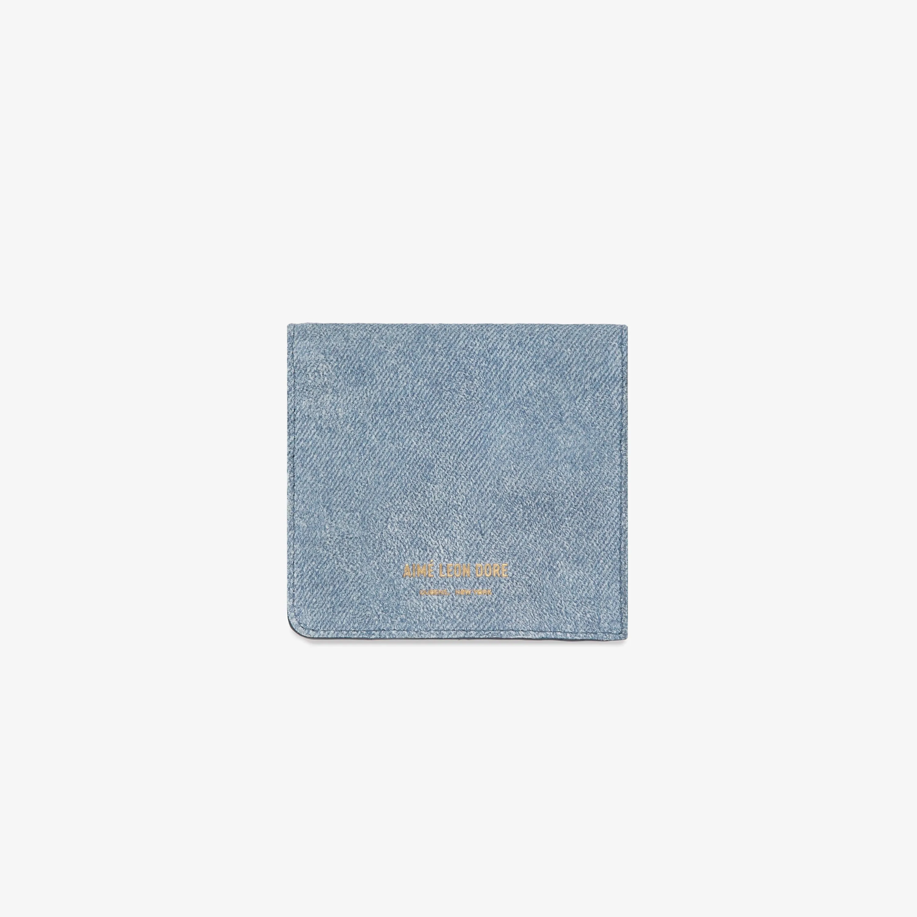 Denim Printed Leather Bi-Fold Wallet sold by Aime Leon Dore