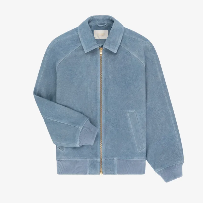 Denim Printed Leather Jacket sold by Aime Leon Dore