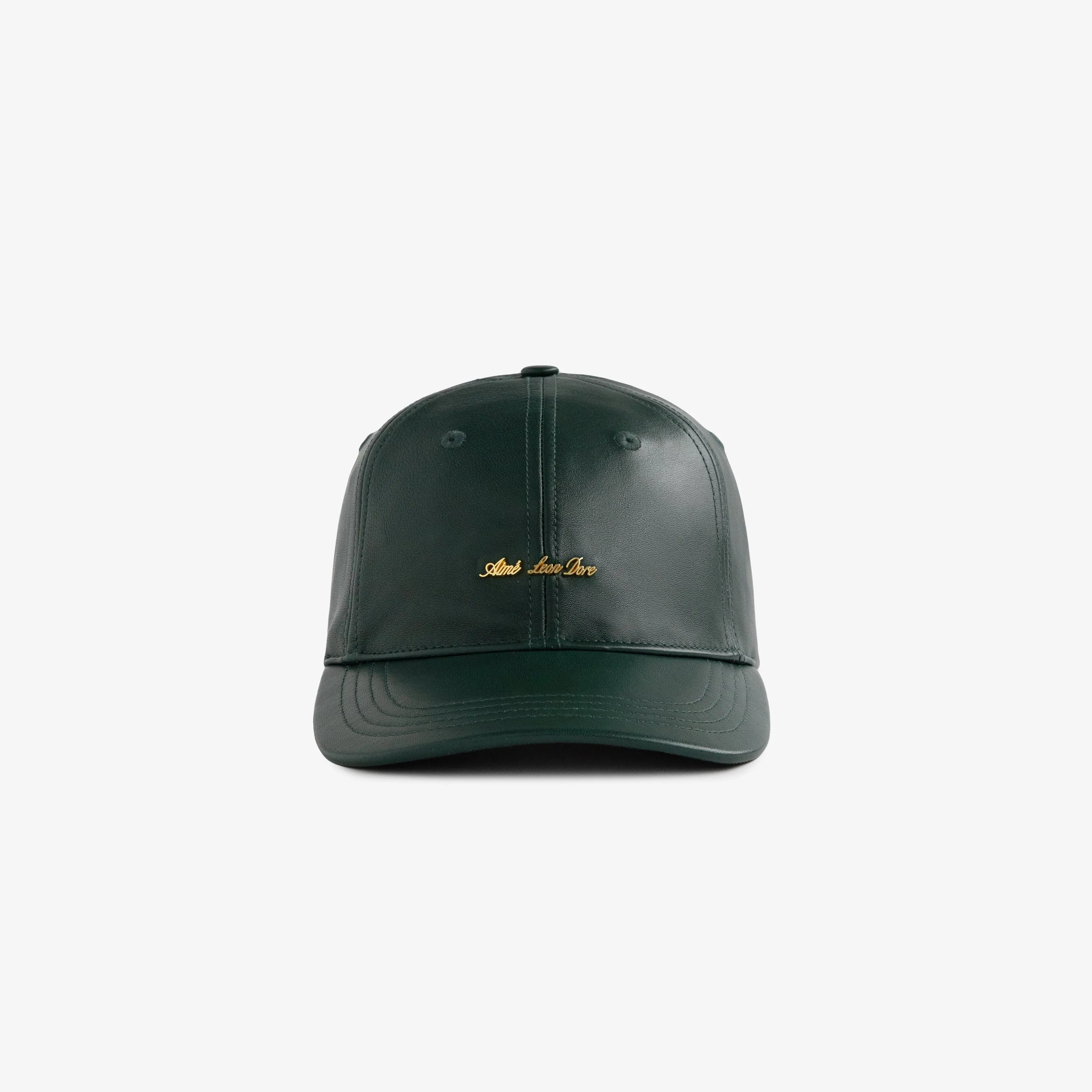 Brass Logo Leather Hat sold by Aime Leon Dore