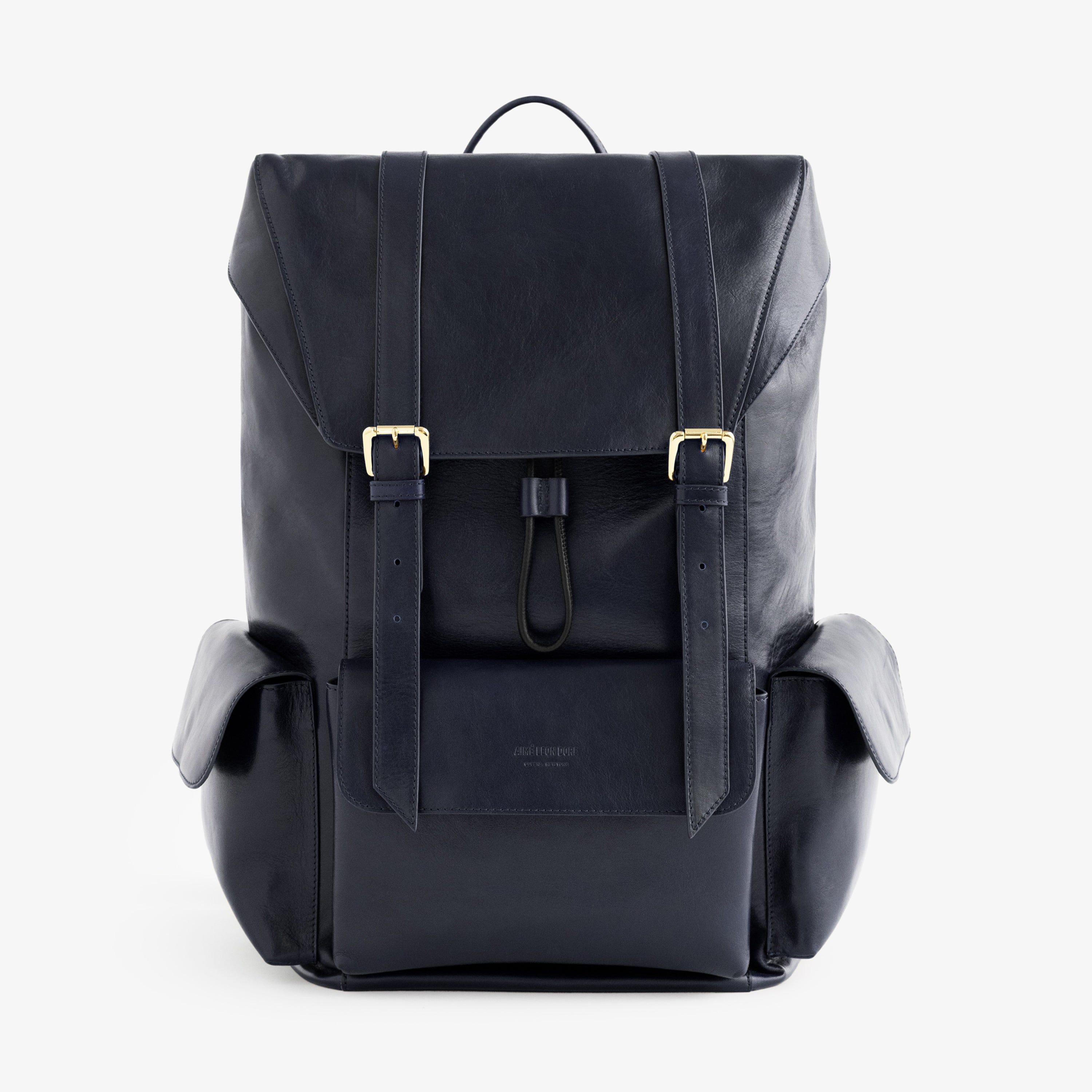 Debossed Logo Leather Backpack sold by Aime Leon Dore