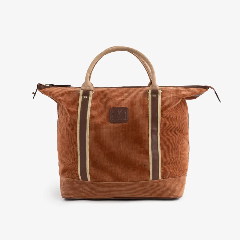 Ultima Brown Corduroy Zipper Tote Bag made by Aime Leon Dore