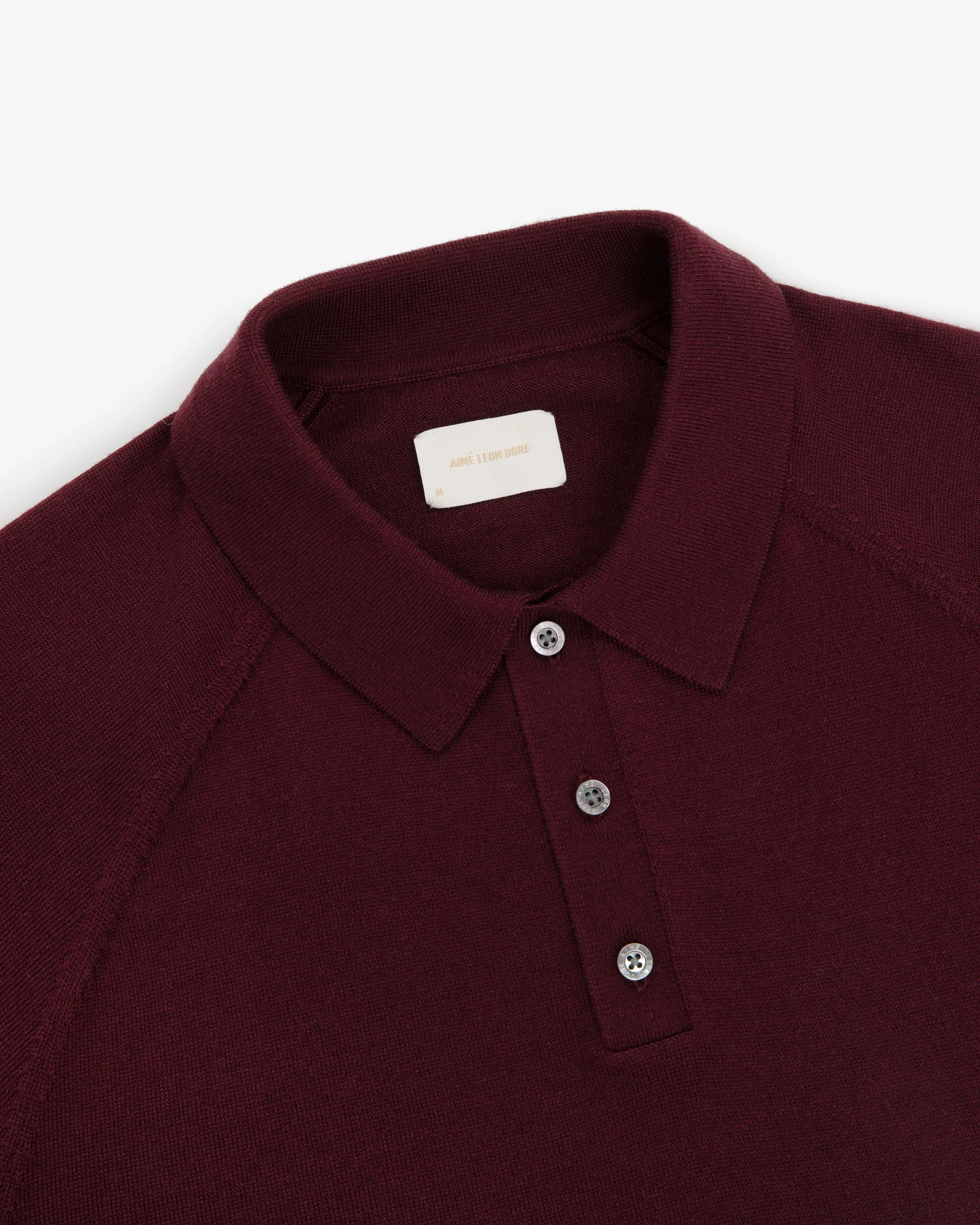 AIMÉ LEON DORE Merino Silk Sleeve Polo Merino Silk Long-Sleeve Polo | Parallel